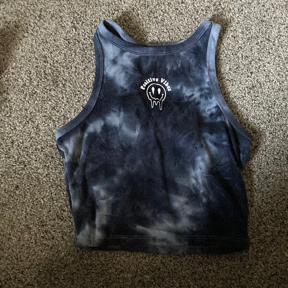 Positive vibes blue tank top